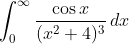 \int_0^{\infty} \frac{\cos{x}}{(x^2 +4)^3}\,dx